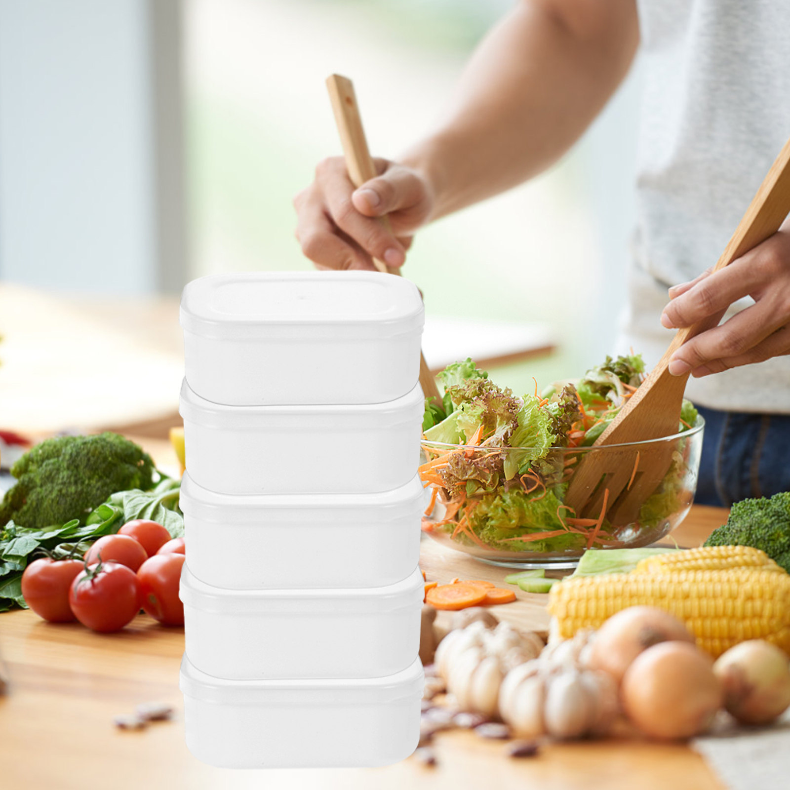 Meal Prep Healthy Lunch - Conjunto de 5 Caixas Empilháveis para