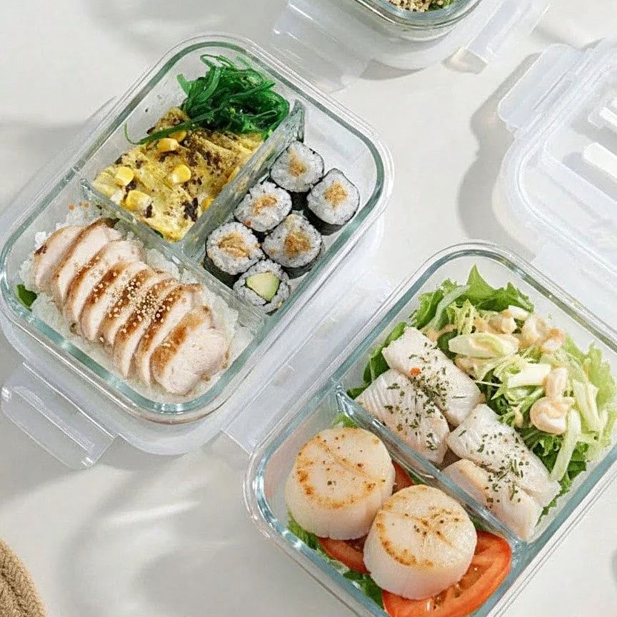Meal Prep Jars With Lids - Recipiente de vidro para armazenamento de