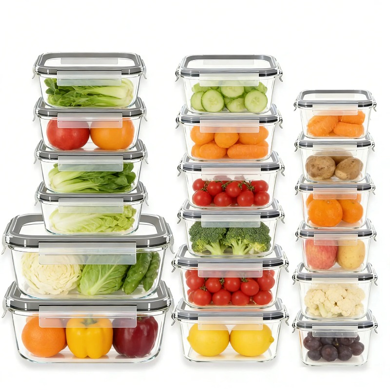 Meal Prep Jars With Lids - Conjunto de 18 Recipientes de Vidro
