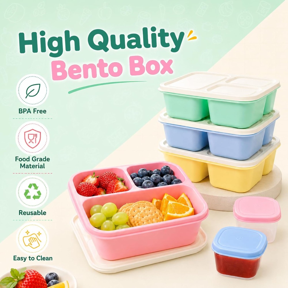 Caixa Bento com 3 Compartiment - Meal Prep Healthy Lunch avaliação e preço